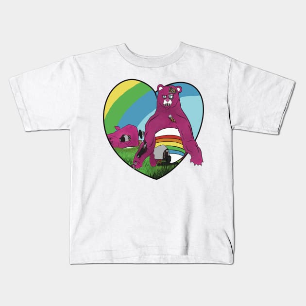 Rainbow scare bear Kids T-Shirt by JP